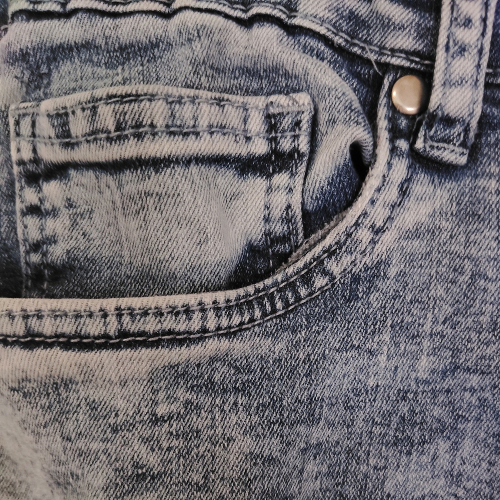 Hustle Skinny Super Stretch Distressed Denim Jeans Sz 34 - Picture 6 of 9